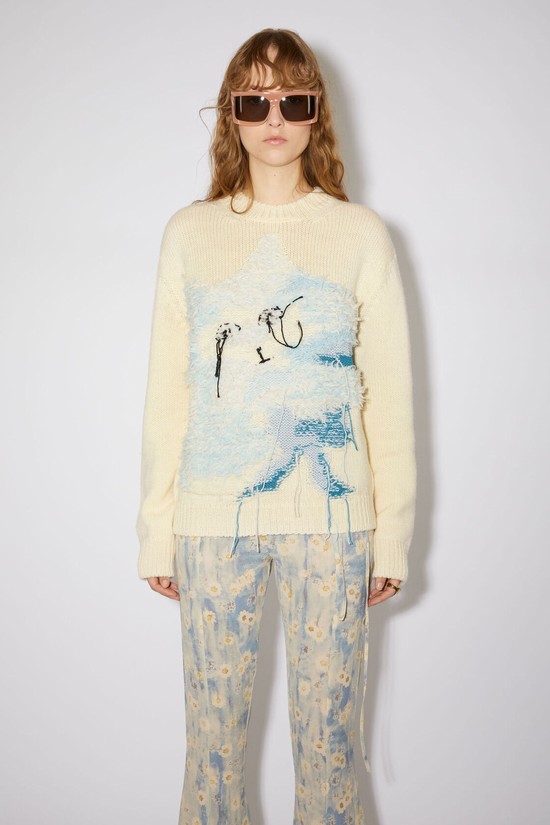 White / Blue Acne Studios Knitted Jumper Women's Knitwear | MDAK-98657