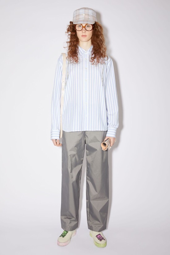 White / Blue Acne Studios Stripe Button-up Women's Shirts | VLFS-84602