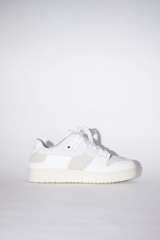 White / White Acne Studios Low Top Leather Women's Sneakers | TYFV-85031