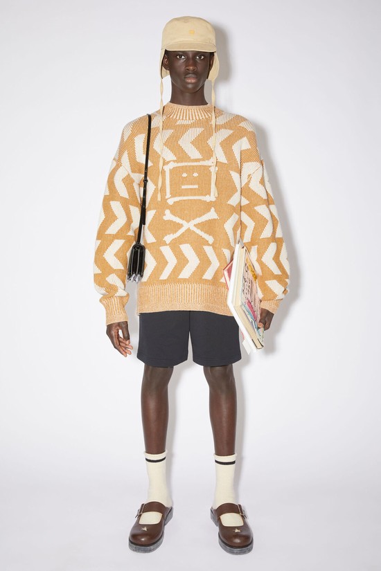 Yellow / Beige Acne Studios Crew Neck Jumper Men's Knitwear | VCUP-47083