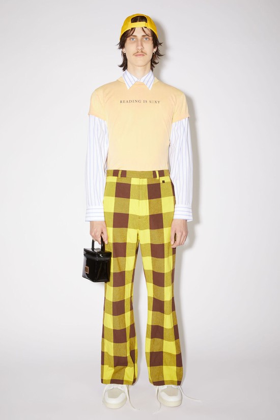 Yellow / Brown Acne Studios Check Men's Trousers | ALSW-61980