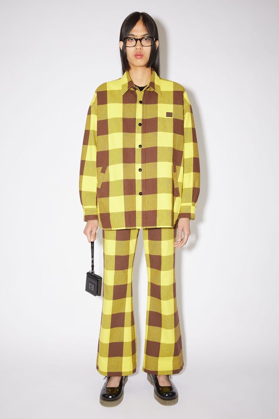 Yellow / Brown Acne Studios Check Padded Women's Coats | SELB-89765