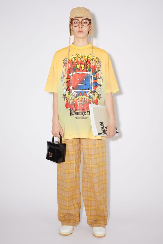 Yellow / Brown Acne Studios Screen Print Women's T Shirts | XVWC-04961