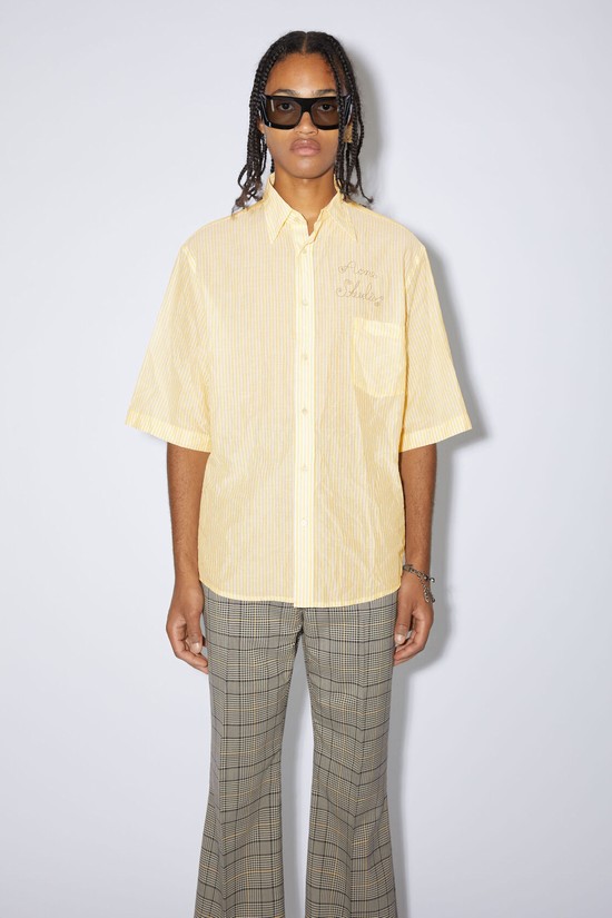 Yellow / White Acne Studios Short Sleeve Button-up Men's Shirts | LBCJ-90281