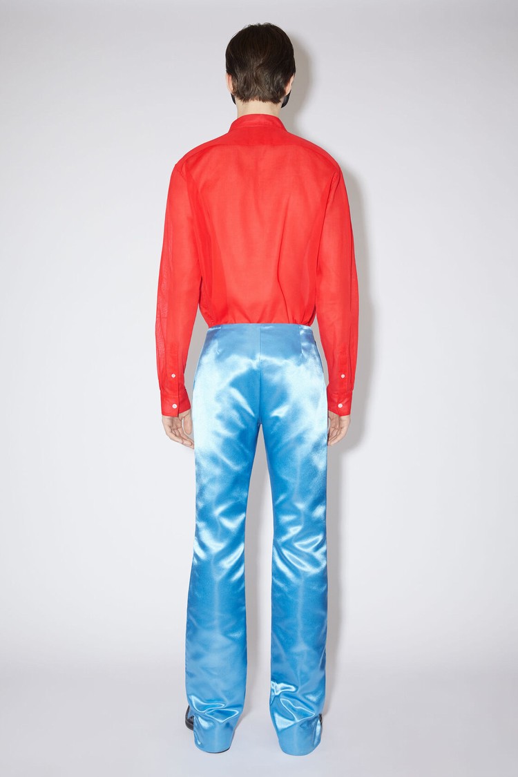 Azure / Blue Acne Studios Satin Men's Trousers | EBUW-78925