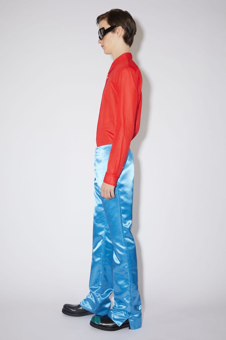 Azure / Blue Acne Studios Satin Men's Trousers | EBUW-78925