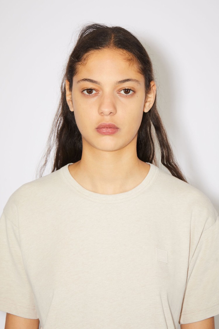 Beige Acne Studios Crew Neck Women's T Shirts | FDOH-23705