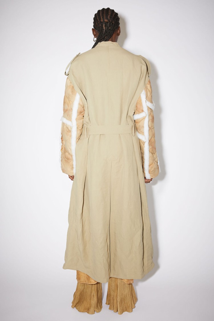 Beige Acne Studios Double-breasted Patchwork Trench Women's Coats | BQJP-75694