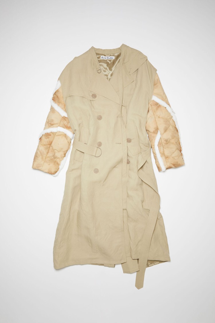 Beige Acne Studios Double-breasted Patchwork Trench Women's Coats | BQJP-75694