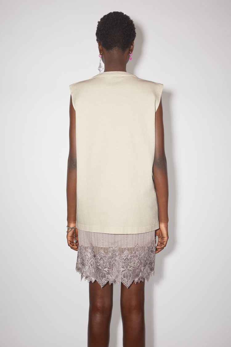 Beige Acne Studios Embroidered Sleeveless Women's T Shirts | OGIH-71025