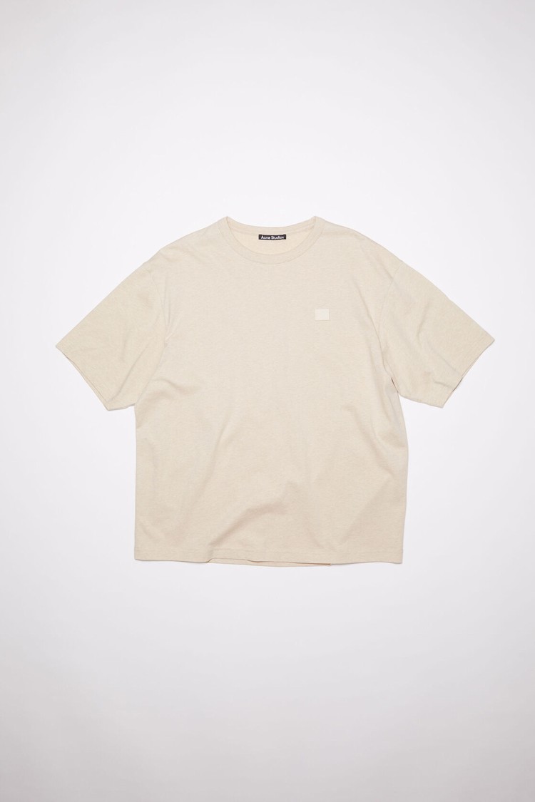 Beige Acne Studios Face Logo Patch Men's T Shirts | XRSW-97283