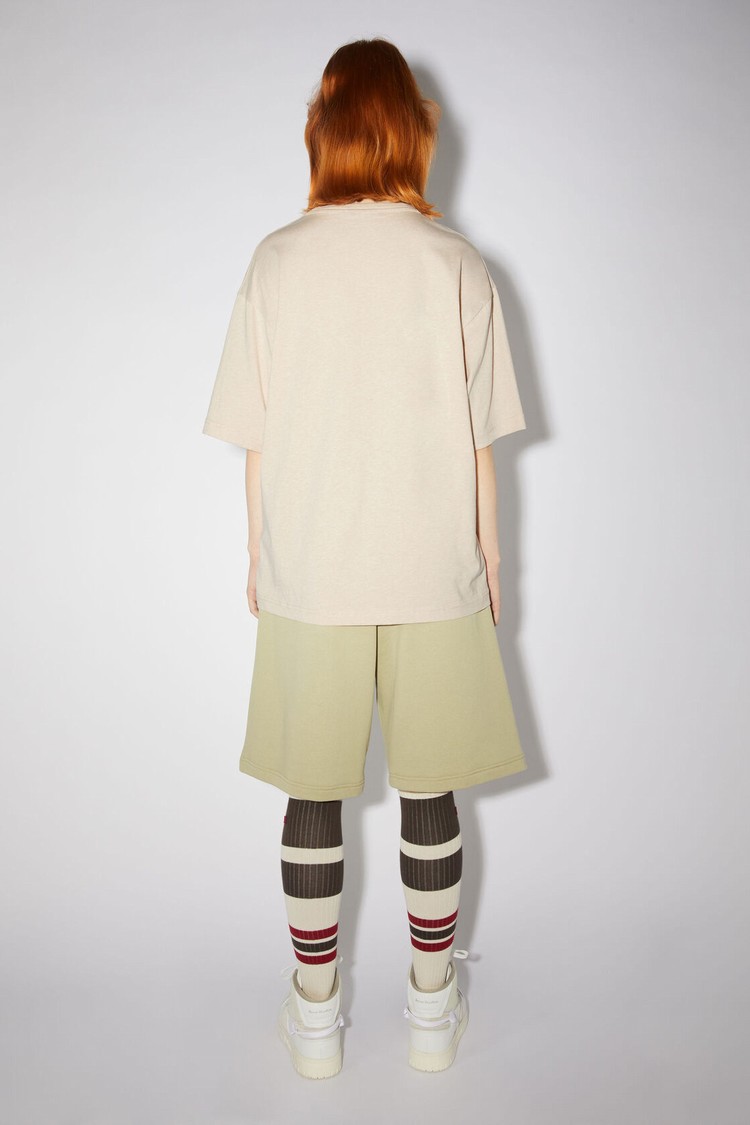 Beige Acne Studios Face Logo Patch Women's T Shirts | KIUZ-20534