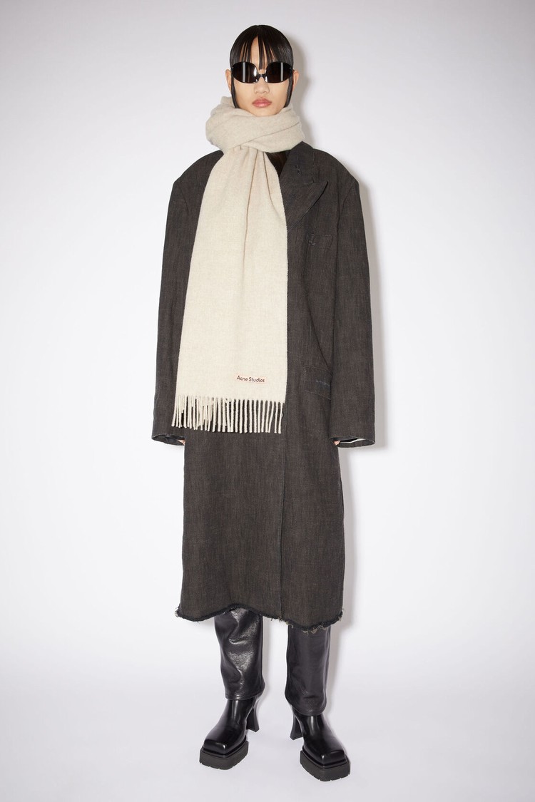 Beige Acne Studios Fringe Wool - Oversized Scarf | RPKU-94586