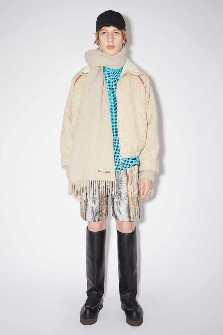 Beige Acne Studios Fringe Wool - Oversized Scarf | RPKU-94586