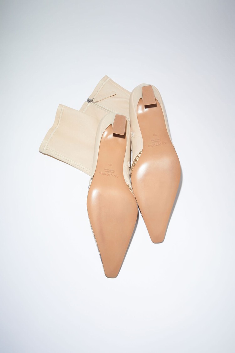 Beige Acne Studios Heeled Women's Ankle Boots | CNKJ-12670