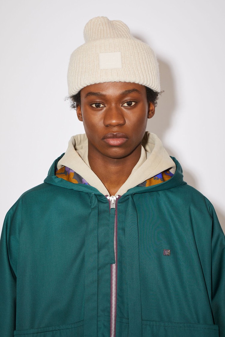 Beige Acne Studios Large Face Logo Beanie | FUKH-21834