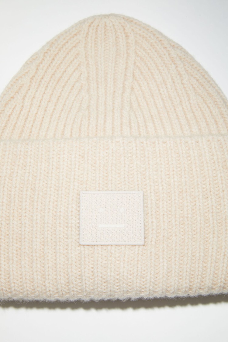 Beige Acne Studios Large Face Logo Beanie | FUKH-21834