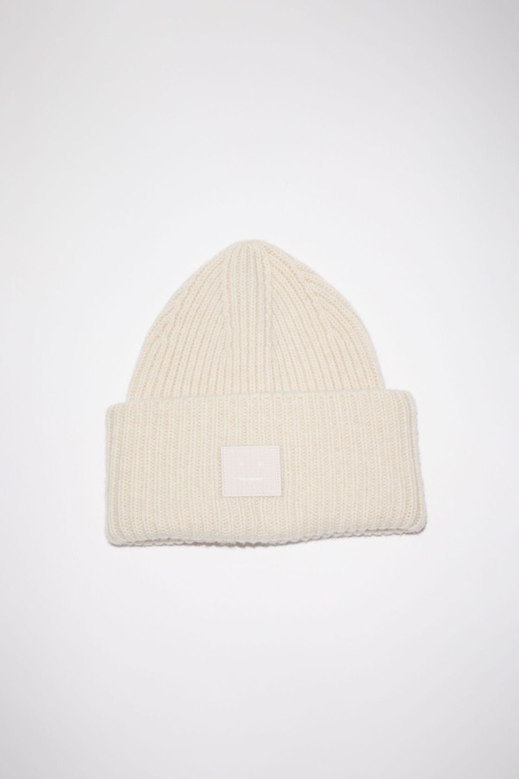 Beige Acne Studios Large Face Logo Beanie | FUKH-21834