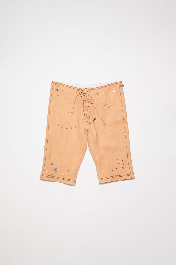 Beige Acne Studios Leather Men's Shorts | ADTY-10964