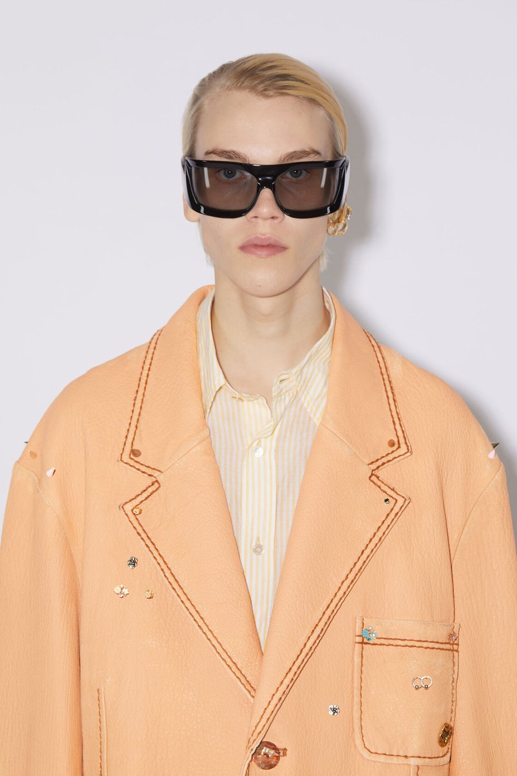 Beige Acne Studios Printed Leather Men's Jackets | WCIQ-89674