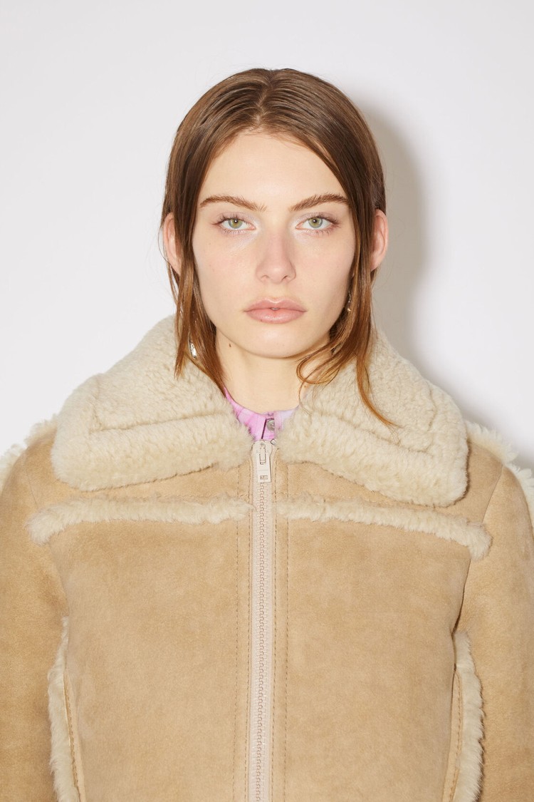 Beige Acne Studios Shearling Leather Women's Jackets | UCGN-51796