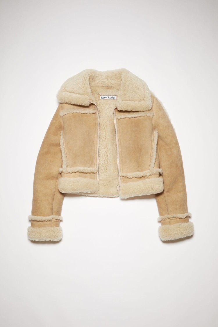 Beige Acne Studios Shearling Leather Women's Jackets | UCGN-51796