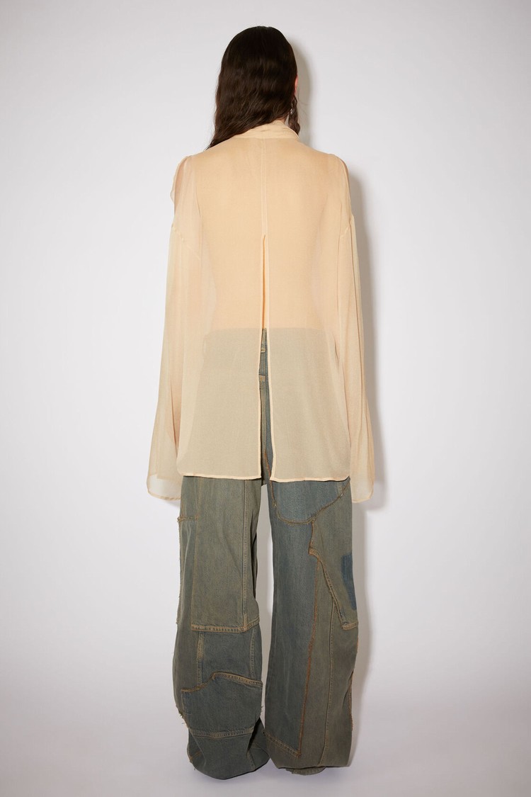 Beige Acne Studios Tie-up Silk Women's Blouse | PVKE-56283