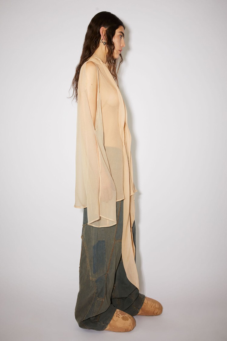 Beige Acne Studios Tie-up Silk Women's Blouse | PVKE-56283