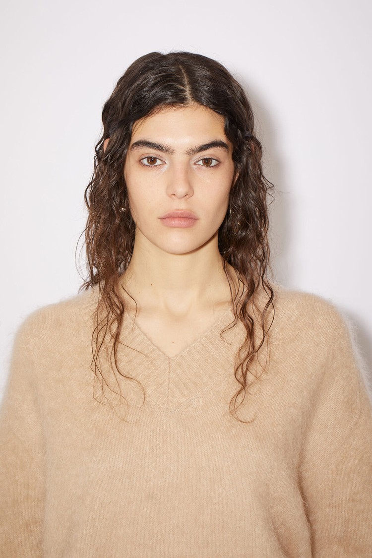 Beige Acne Studios V-neck Jumper Women's Knitwear | DYEZ-25167