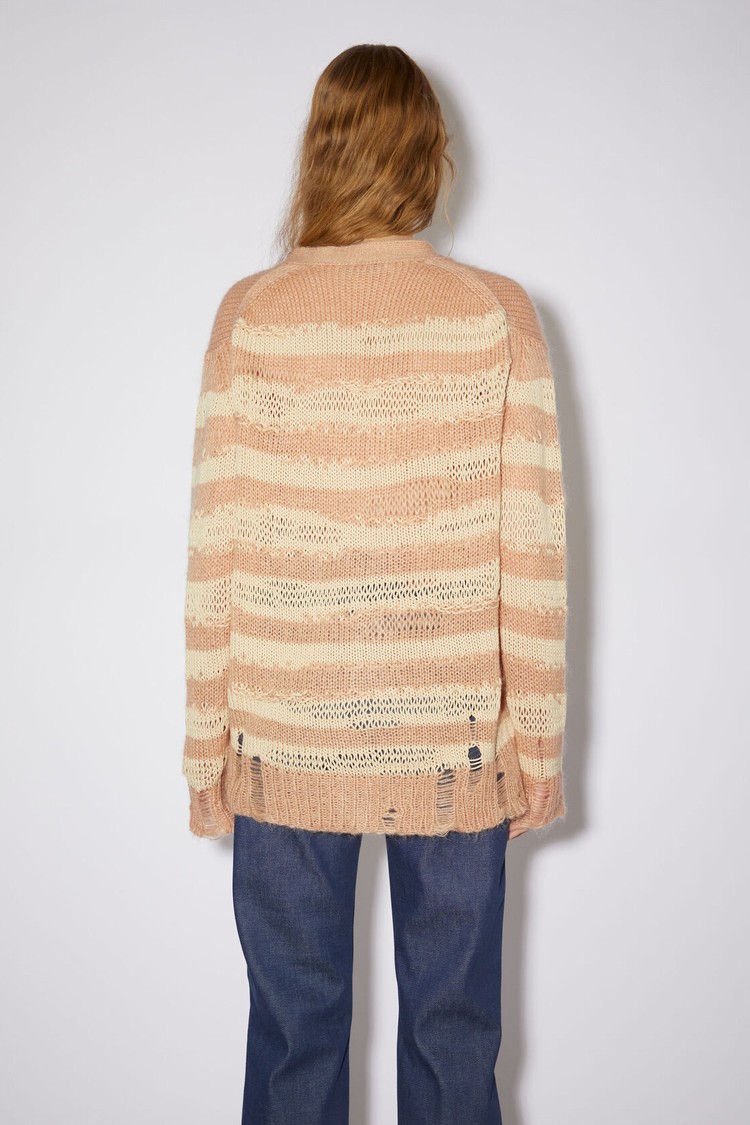 Beige / Beige Acne Studios Distressed Stripe Women's Cardigan | HOYF-48723