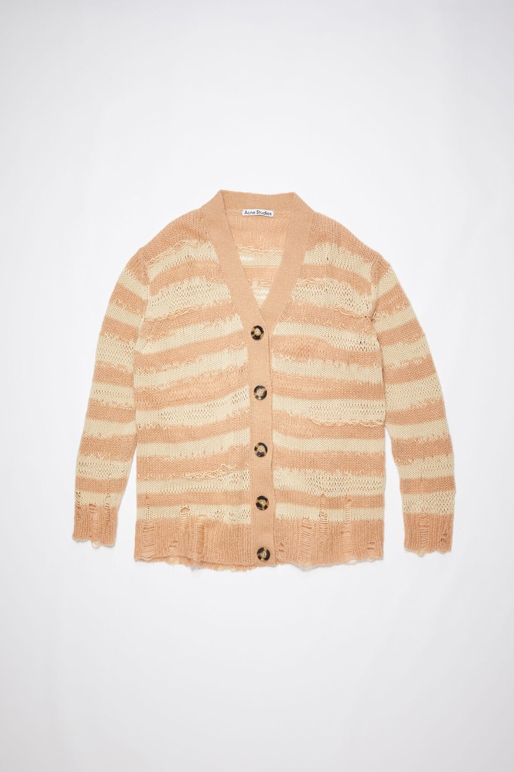 Beige / Beige Acne Studios Distressed Stripe Women's Cardigan | HOYF-48723