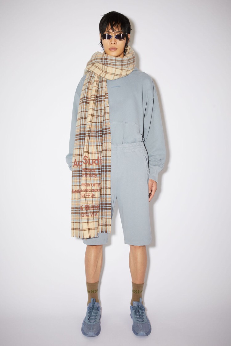 Beige / Brown Acne Studios Checked Wool Scarf | JMYV-34790