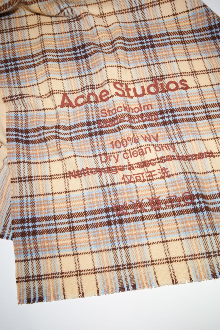 Beige / Brown Acne Studios Checked Wool Scarf | JMYV-34790