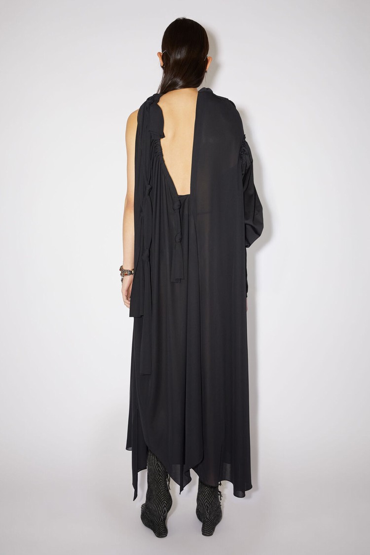 Black Acne Studios Asymmetric Knotted Women's Dress | PGXD-37216