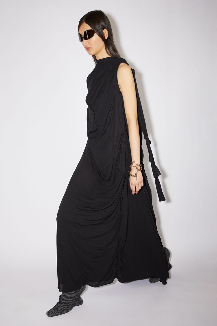 Black Acne Studios Asymmetric Knotted Women's Dress | PGXD-37216