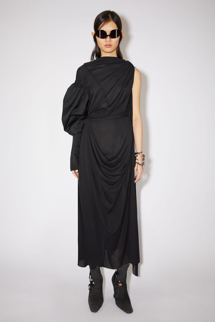 Black Acne Studios Asymmetric Knotted Women\'s Dress | PGXD-37216