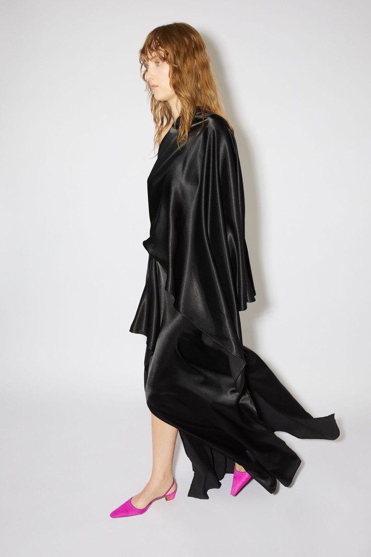 Black Acne Studios Asymmetric Satin Women's Dress | HLOY-47038