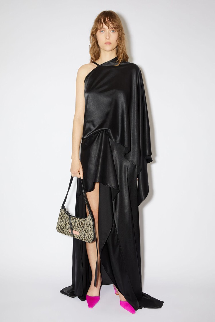 Black Acne Studios Asymmetric Satin Women\'s Dress | HLOY-47038