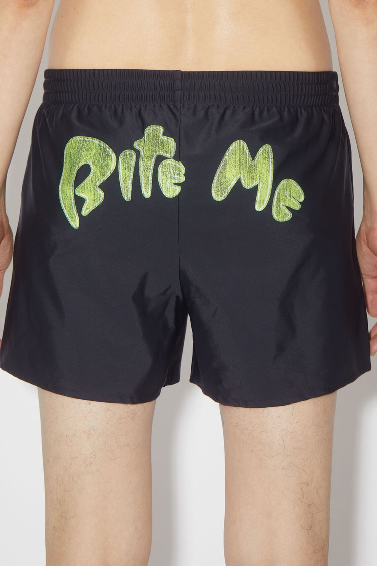 Black Acne Studios Bite Me Print Swim Men's Shorts | DCHQ-69041