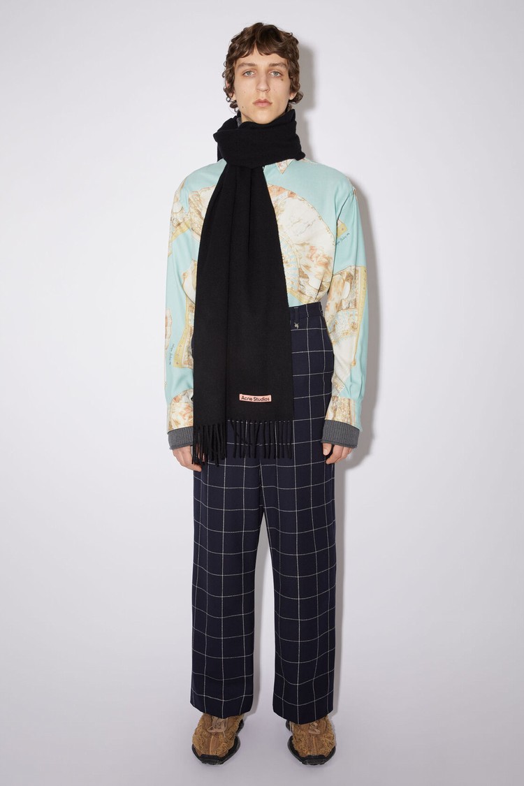 Black Acne Studios Cashmere Fringe - Narrow Scarf | ZNXK-91876