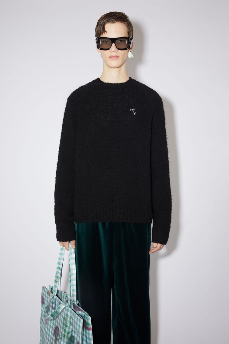 Black Acne Studios Crew Neck Jumper Men\'s Knitwear | DJFE-49276