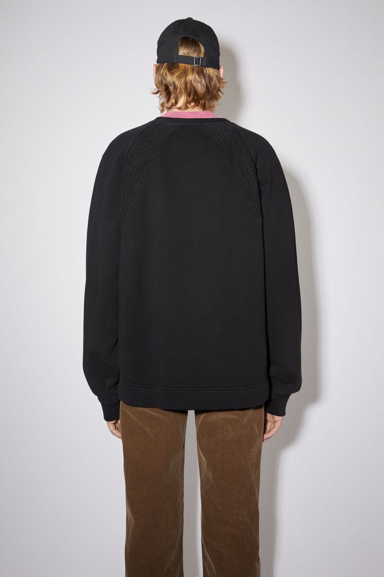 Black Acne Studios Crew Neck Logo Tape Men's Sweatshirts | SZEX-01928