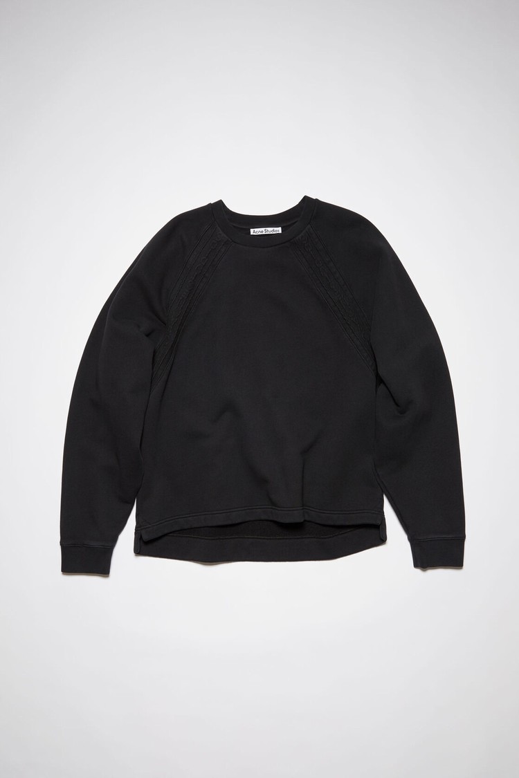 Black Acne Studios Crew Neck Logo Tape Men's Sweatshirts | SZEX-01928