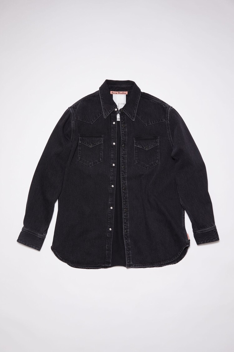 Black Acne Studios Denim Button-up Men's Shirts | EKJT-17506