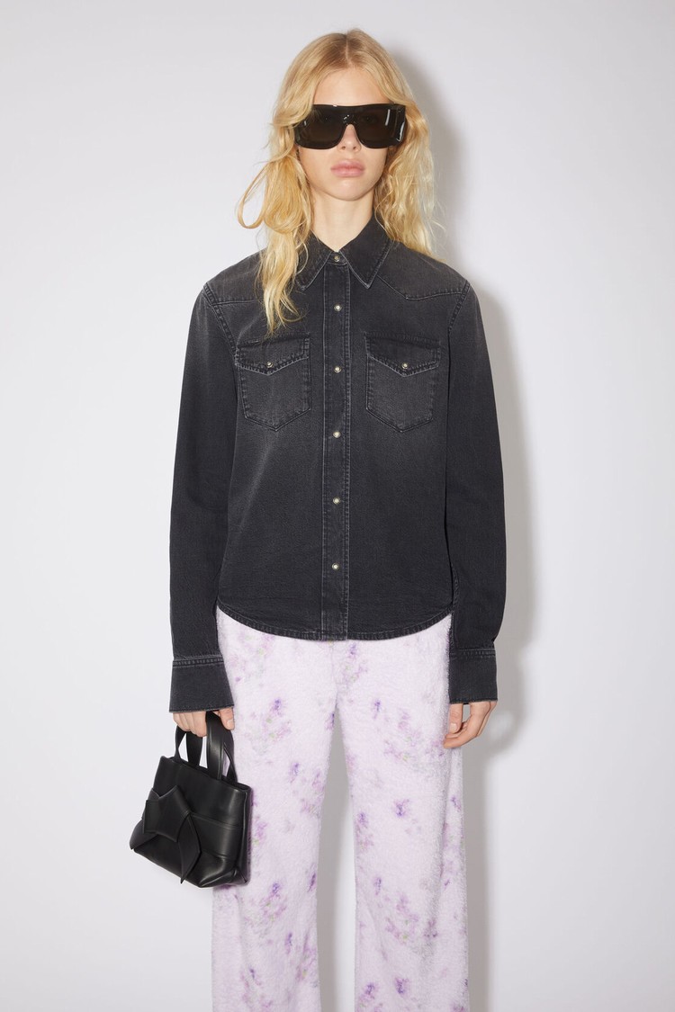 Black Acne Studios Denim Button-up Women\'s Shirts | XEYU-40852