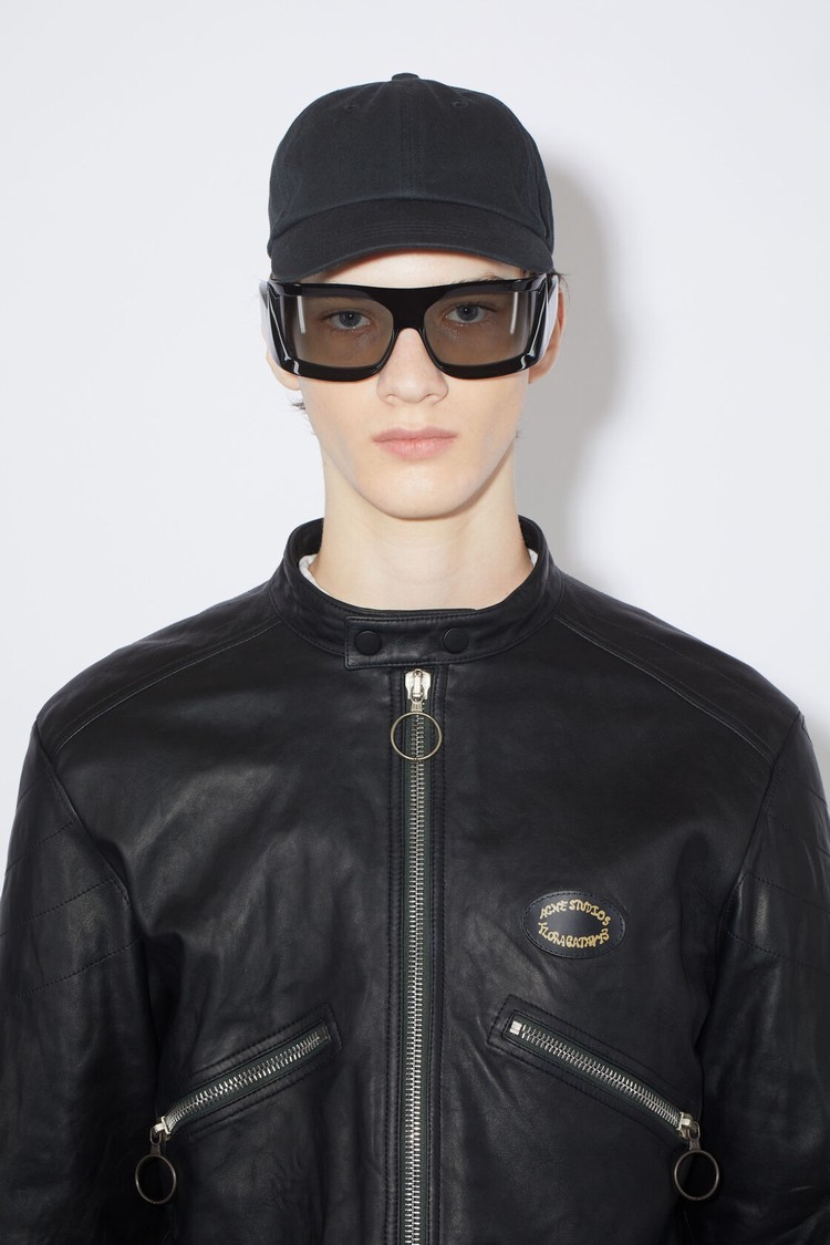 Black Acne Studios Distressed Leather Men's Jackets | MRFS-84095