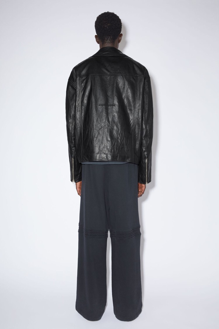 Black Acne Studios Distressed Leather Men's Jackets | SVFP-42136