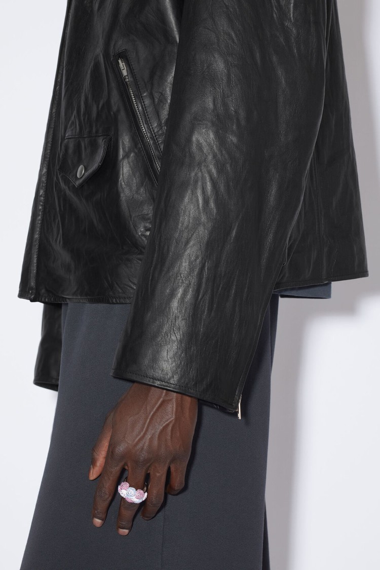 Black Acne Studios Distressed Leather Men's Jackets | SVFP-42136