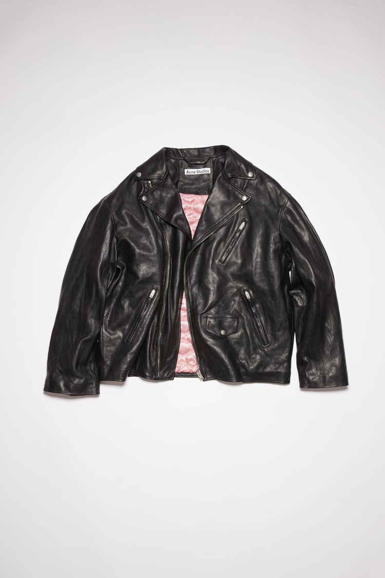 Black Acne Studios Distressed Leather Men's Jackets | SVFP-42136