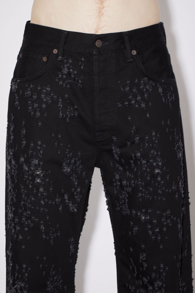 Black Acne Studios Distressed Loose Fit - 2021 Men's Jeans | BGAY-92641